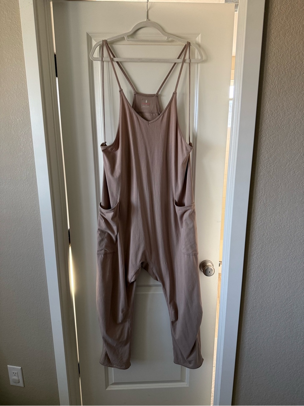 FP Movement by Free People Hot Shot Onesie Tan Relaxed Harem Jumpsuit